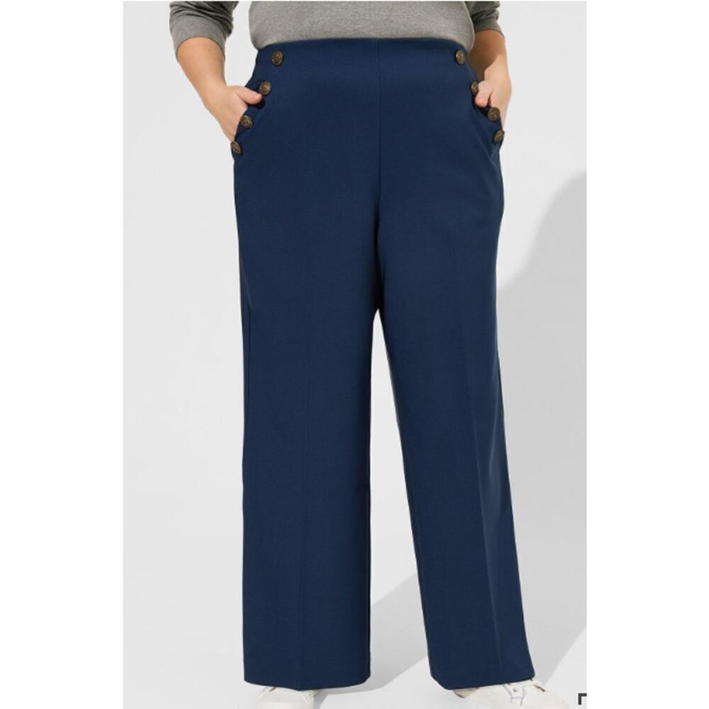 NWT Torrid Wide Leg Sharkskin HR Retro Chic Nautical Pant  SZ 24